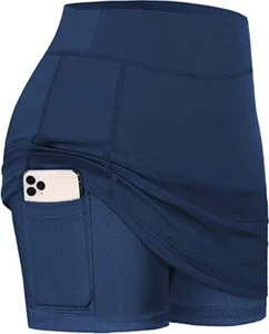 BLEVONH Women's Size 2XL Navy Tennis Golf Skirt Skort W/ Cell Phone Pocket - Picture 1 of 10