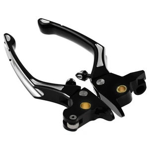 Black Brake Clutch Levers Adjustable Fit For Harley Touring Glide FLTRX 2014-up - Picture 1 of 7