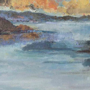 Paisaje costa mar noche estudio óleo sin firmar af lienzo siglo 20 - Imagen 1 de 4