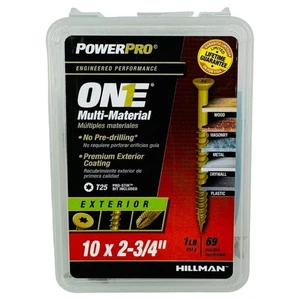 Power Pro Multi-Material Screws T25 Exterior Coating 10 x 2-3/4” 69ct Bit Includ - Picture 1 of 6