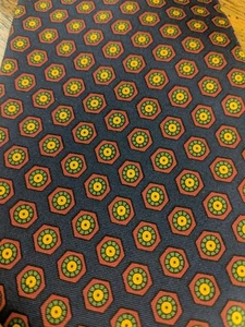 Ralph Lauren Necktie Vintage Repeating Textile Print 3.75"x56" Unique Colors!  - Picture 1 of 6