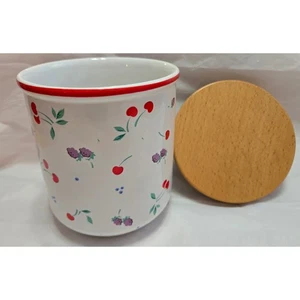 Vintage Berries Jubilee Canister Jar Ceramic Wood Lid Fruit Kitchen Decor #2 - Picture 1 of 6