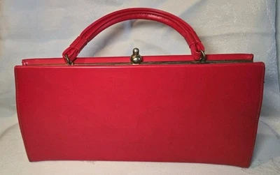 Bolso de mano Theodor California rojo vintage broche tono dorado por favor leer Foto 1 de 4