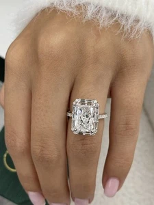 Diamond Ring E VS1 IGI Certified 4.37 Carat Lab created Radiant 14K White Gold - Picture 1 of 11