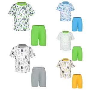 Kids Boys Outfit Tracksuit Set Moisture-Wicking Suit Football Round Neck Sports - Picture 1 of 51