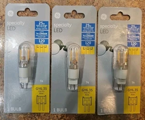 3 PACK GE Specialty LED 25 Watt T4 120VAC LED Bulb GY6.35, Flat Pin Base - Picture 1 of 2