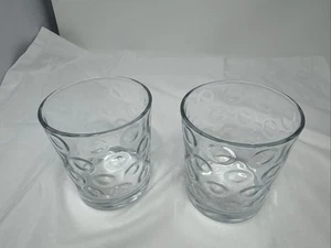 Pasabahce Mirage Glasses (2) Double Old Fashioned Circle Optics - Picture 1 of 3