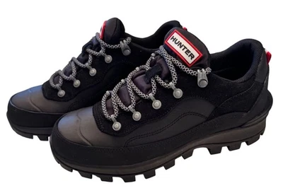 Hunter Explorer Cuero Talla 6 EU 37 Zapatilla Negra Con Cordones Botas Nuevas Sin Caja $138 Foto 1 de 4