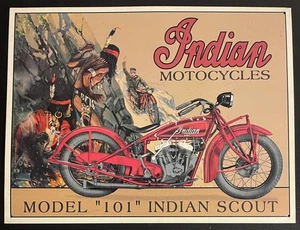  Indian Motorcycle Modelo 101 Indian Scout Metal Estaño Letrero Decoración Pared - Imagen 1 de 2