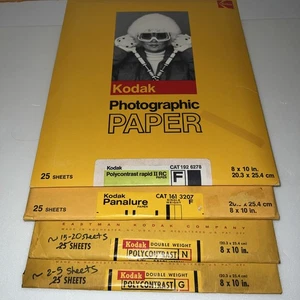 Vintage Kodak Polycontrast Panalure F New, N+G Open Photo Paper 8x10” ~75 Sheet - Picture 1 of 13