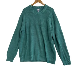 NUEVO Suéter Lands' End Drifter Para Hombre XL Cuello Redondo Jersey Verde Algodón Acanalado - Imagen 1 de 8