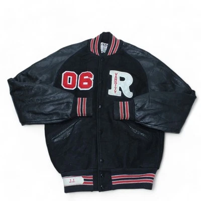 Vintage DeLong Leather Wool Letterman Varsity Jacket Made in USA Oversize Medium - Image 1 of 4