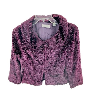 Kate Hill Women’s 4P Purple Faux Persian Lamb Lined Blazer EUC - Picture 1 of 5