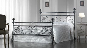 Letto In Ferro Matrimoniale NONNA Nero Argento con Ganci per Rete Sospesa - Bild 1 von 3