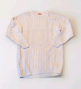 ESPRIT Cable Knit Sweater Womens Large White Ivory Vintage Ramie Cotton - Picture 1 of 6
