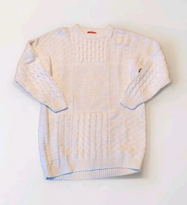 ESPRIT Cable Knit Sweater Womens Large White Ivory Vintage Ramie Cotton  - Image 1 of 4