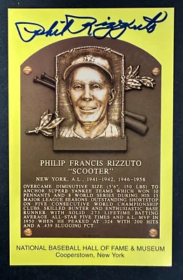 Phil Rizzuto Autographed MLB Hall Of Fame Postcard Yankees BAS - Image 1 of 3