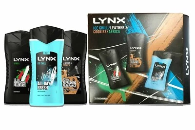 Lynx 12HRS Refreshing Fragrance Shower Gel Body Wash Men 225ml Gift Set Soap