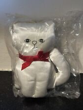 Vintage Fancy Feast White Satin Cat Plush Ornament 1984