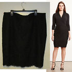 Ralph Lauren Black floral Lace Pencil Skirt Womens Plus Size 14 NEW