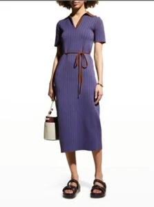 Designer Tory Burch Polo Knitted Viscose Midi Sheath Shift Dress Stretchy S $498 - Picture 1 of 23