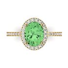 2.86 ct Oval Halo Lab created Gem Classic Bridal Statement Ring 14k Yellow Gold