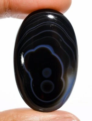 Piedra preciosa suelta cabujón ovalado ágata con bandas negras naturales 44,5 quilates 36X22X6 mm D1518 Foto 1 de 3