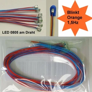 10 Stück SMD LED 0805 Orange Blinkt Blinkend Flash 1,5 Hz mit Microkabel B14 - Bild 1 von 1