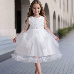 Flower Girls Pageant Kids Puffy Wedding Bridesmaid Tutu Dress Birthday Prom Gown - Picture 1 of 54