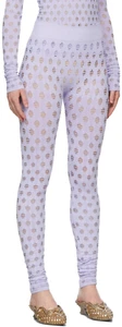 Maisie Wilen Perforated Lilac Seamless Stretch Knit Leggings One Size NWT - Picture 1 of 11