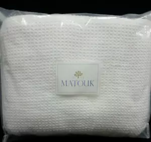 Coperta waffle bianca Matouk Chatham completa cotone queen ha qualche strappo lavata - Foto 1 di 15