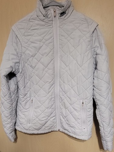 Adidas Puffer Jacket Taglia Large Donna Trapuntato Off White Full Zip Tempo Libero