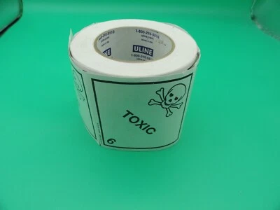 ULINE TOXIC 6 STICKER ROLL 4"x4" - Image 1 of 4