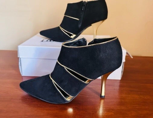 Zapatos de salón Kathy Van Zeeland con plataforma negros y dorados para mujer TALLA 6,5 RTL $75 Foto 1 de 4