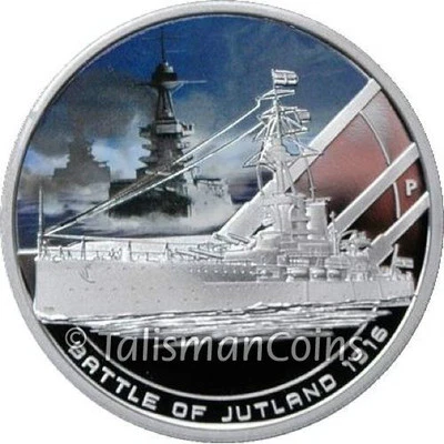 Cook Isl 2011 BATTLE of JUTLAND 1916 Dreadnought Battleships $1 Oz prata prova - Imagem 1 de 4