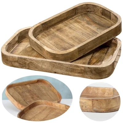 XL Deko-Tablett Mango Holz 38-46cm Serviertablett Holz-Tablett Obst-Schale Brot - Bild 1 von 4