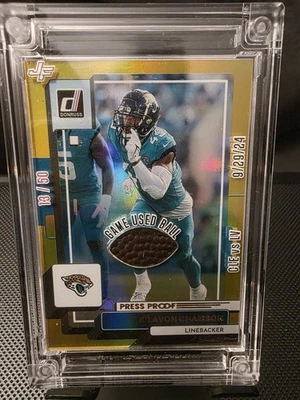 Jersey Fusion Gold Press Proof K'lavion Chaisson Game Used Football - Image 1 of 2