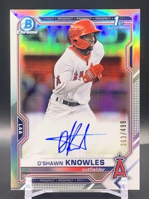 2021 Bowman D'Shawn Knowles Chrome Auto Refractor /499 - Los Angeles Angels - Image 1 of 2