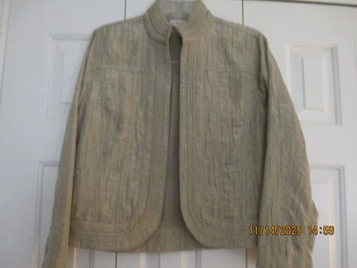CHICO'S Sz 1 App.8 - Golden Tan Crinkle Textured Open Front Jacket WORN ONCE! - Image 1 of 4