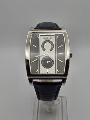 Raro Kenneth Cole "TUX" KC1729 Hombre Fecha Analógico Cuarzo Reloj Correa Cuero Negro Foto 1 de 4