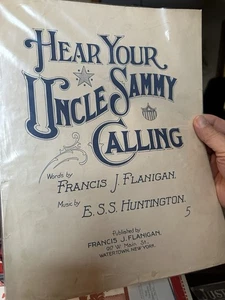 1918 11x14 WATERTOWN N.Y. WW1 sheet music HEAR YOUR UNCLE SAMMY CALLING - Picture 1 of 1