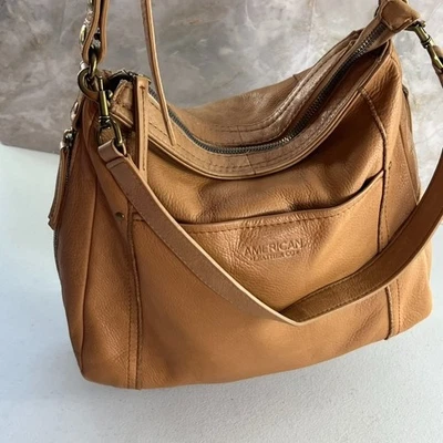 American Leather Co. Slouchy Shoulder Bag/Crossbody Bottom Studs Brown - Image 1 of 4