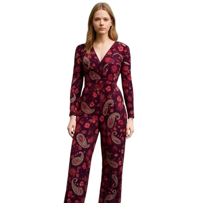 Mono Chelsea & Violeta $168 Paisley XS Púrpura/Rojo Terciopelo Mixto Media Burnout Foto 1 de 4