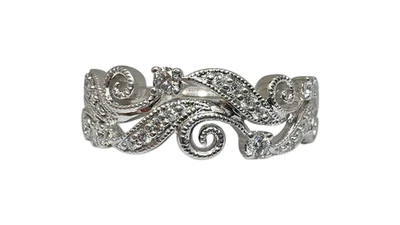 Oro Blanco 14K aprox. Banda de diamantes estilo floral de 0,25 quilates talla 7, 2,1 dwt Foto 1 de 4