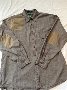 VTG Land Rover Gear,Kenneth Gordon men woven button up shirt, size L elbow pad 8 - Picture 1 of 8