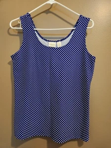Chico's Women's Blue W White Polka Dots Camisole Tank Sleeveless Stretchy Size 1 - Picture 1 of 4