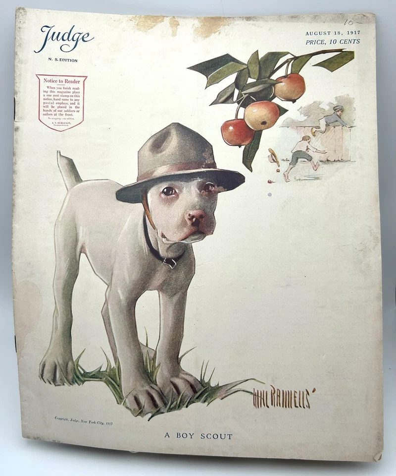 VERY RARE - Judge Magazine August 18, 1917 The Boy Scout - Image 1 of 4