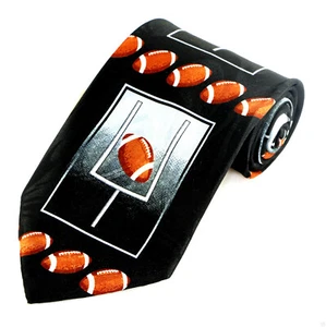 Goal Post Men's Necktie Football Team Ball Fan Coach Sports Black Neck Tie - Picture 1 of 3