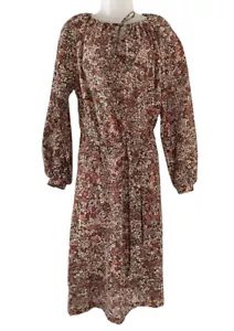 Vestido Vintage Estampado Floral Mangas Largas Talla 14 Mezcla Lana Cottagecore Campesino - Imagen 1 de 9