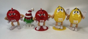 M & M's Candy Holders/ figurine  red, yellow and green lot of 5 - Picture 1 of 9